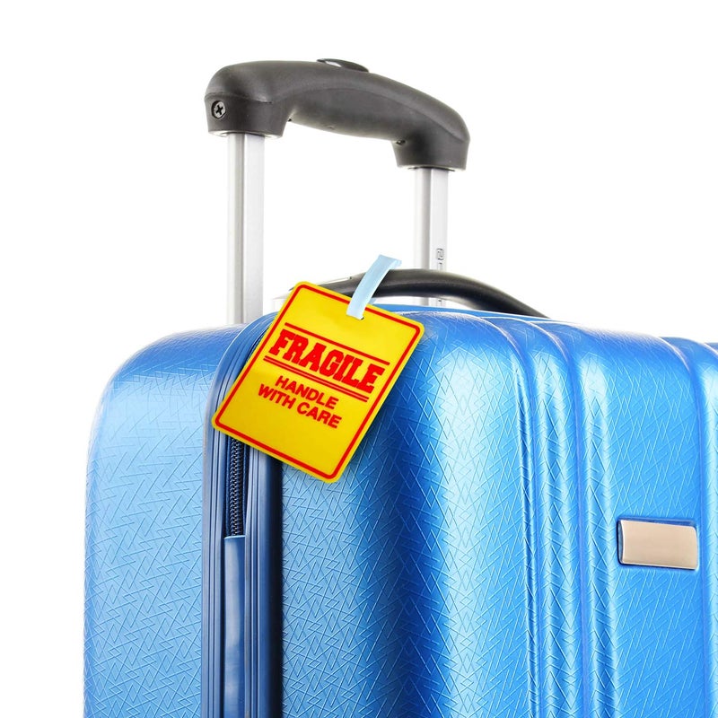 Jayour 2 Pack - Bright and Large Luggage Tags - Fragile - Handle with Care - 5x4 Inch Size - Great for Luggage or Any Travel Bag - Image 5